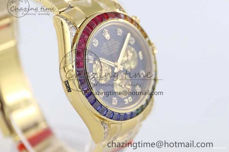 Diamonds YG Edition 1:1 Best Steel YG TWF on YG Dial Daytona A7750 116595RBOW 904L Bracelet Black 0306